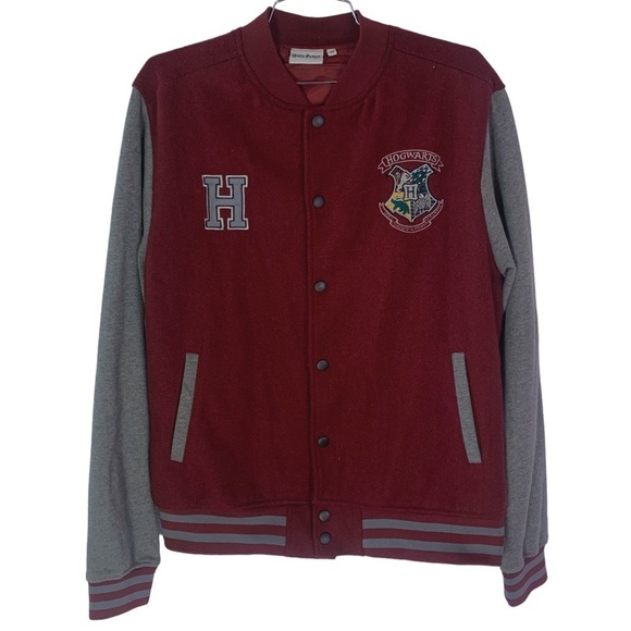 HARRY POTTER BOMBER JACKET COLLEGE BASEBALL SPORT  JACKET RED GREY COAT MEDIUM - Picture 1 of 7